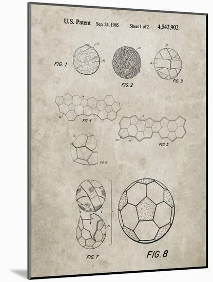 PP54-Sandstone Soccer Ball 1985 Patent Poster-Cole Borders-Mounted Giclee Print