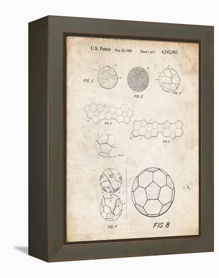 PP54-Vintage Parchment Soccer Ball 1985 Patent Poster-Cole Borders-Framed Premier Image Canvas