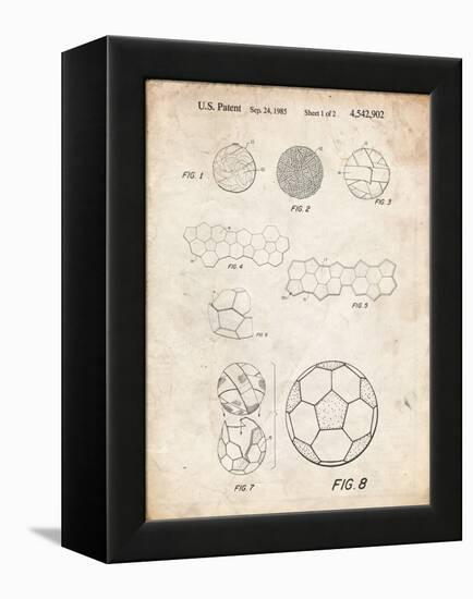 PP54-Vintage Parchment Soccer Ball 1985 Patent Poster-Cole Borders-Framed Premier Image Canvas