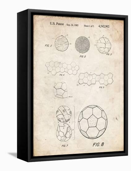 PP54-Vintage Parchment Soccer Ball 1985 Patent Poster-Cole Borders-Framed Premier Image Canvas