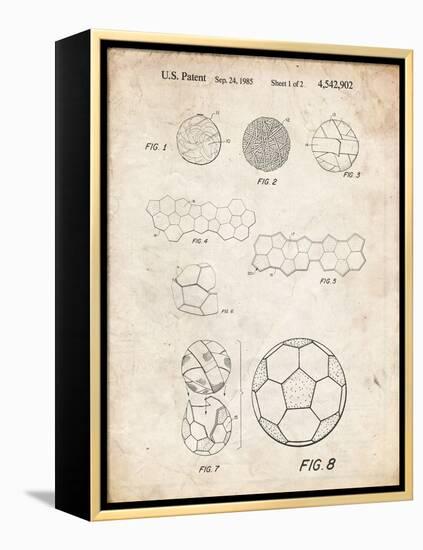 PP54-Vintage Parchment Soccer Ball 1985 Patent Poster-Cole Borders-Framed Premier Image Canvas