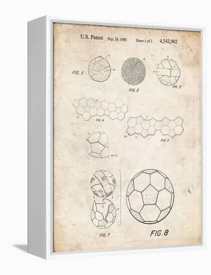 PP54-Vintage Parchment Soccer Ball 1985 Patent Poster-Cole Borders-Framed Premier Image Canvas