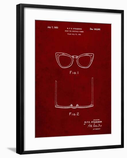 PP541-Burgundy Ray Ban Horn Rimmed Glasses Patent Poster-Cole Borders-Framed Giclee Print