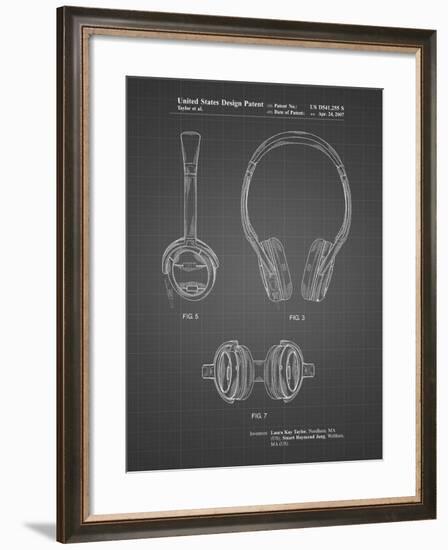 PP543-Black Grid Noise Canceling Headphones Patent Poster-Cole Borders-Framed Giclee Print