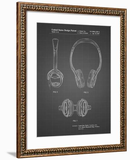 PP543-Black Grid Noise Canceling Headphones Patent Poster-Cole Borders-Framed Giclee Print