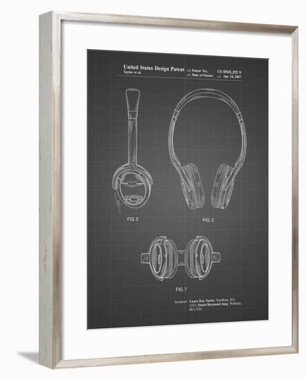 PP543-Black Grid Noise Canceling Headphones Patent Poster-Cole Borders-Framed Giclee Print