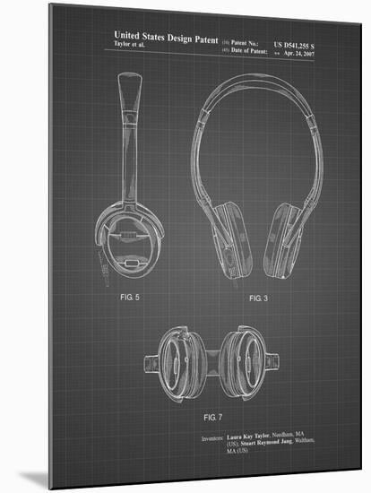 PP543-Black Grid Noise Canceling Headphones Patent Poster-Cole Borders-Mounted Giclee Print