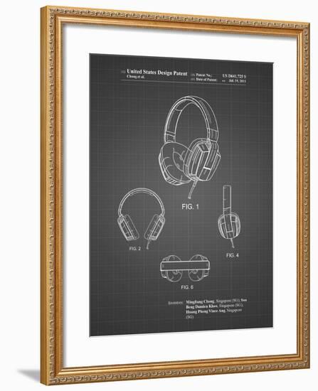 PP550-Black Grid Headphones Patent Poster-Cole Borders-Framed Giclee Print