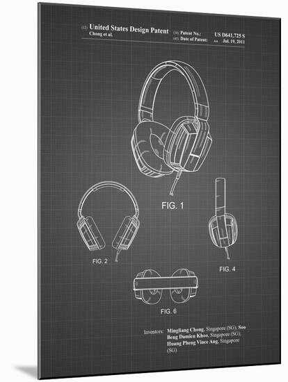 PP550-Black Grid Headphones Patent Poster-Cole Borders-Mounted Giclee Print