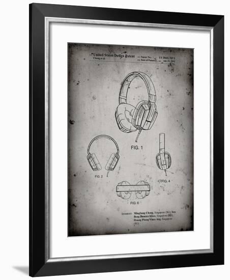 PP550-Faded Grey Headphones Patent Poster-Cole Borders-Framed Giclee Print