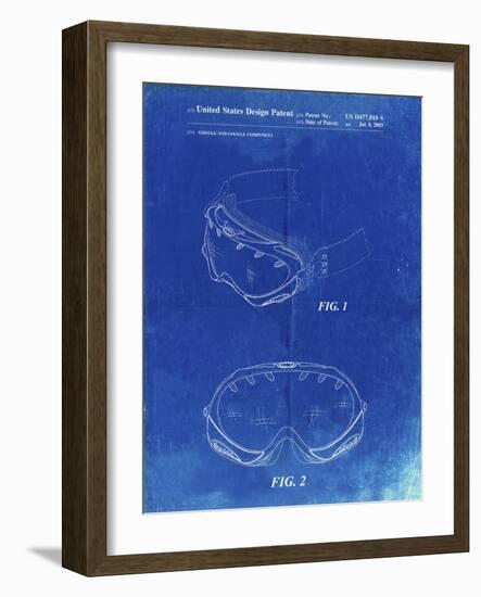 PP554-Faded Blueprint Ski Goggles Patent Poster-Cole Borders-Framed Giclee Print