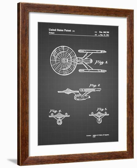 PP56-Black Grid Starship Enterprise Patent Poster-Cole Borders-Framed Giclee Print