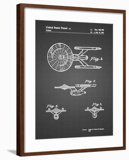 PP56-Black Grid Starship Enterprise Patent Poster-Cole Borders-Framed Giclee Print