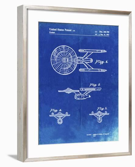 PP56-Faded Blueprint Starship Enterprise Patent Poster-Cole Borders-Framed Giclee Print