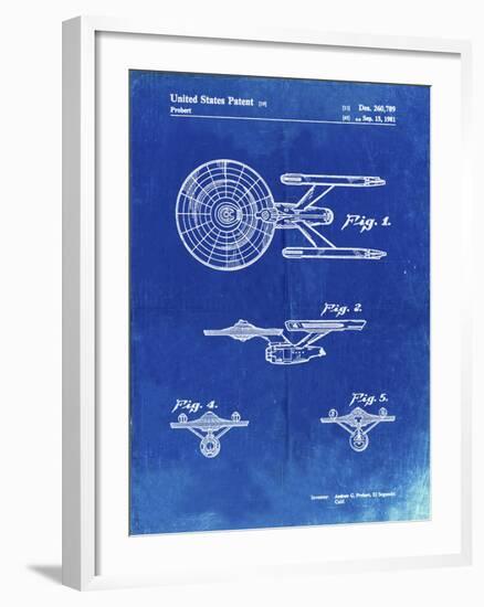 PP56-Faded Blueprint Starship Enterprise Patent Poster-Cole Borders-Framed Giclee Print