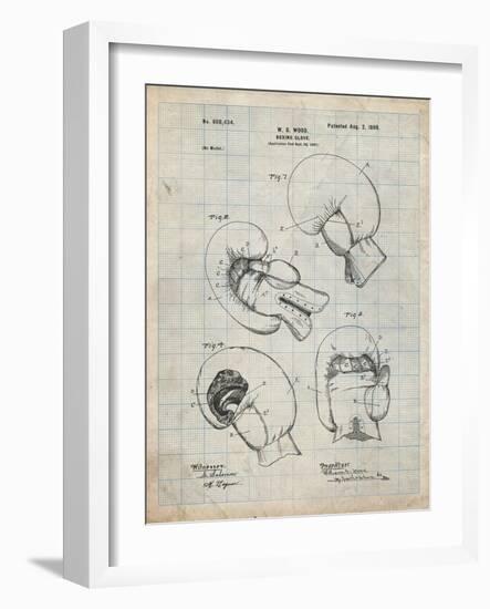 PP58-Antique Grid parchment Vintage Boxing Glove 1898 Patent Poster-Cole Borders-Framed Giclee Print