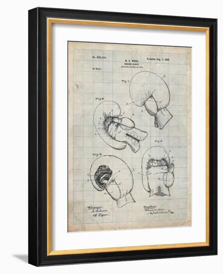 PP58-Antique Grid parchment Vintage Boxing Glove 1898 Patent Poster-Cole Borders-Framed Giclee Print