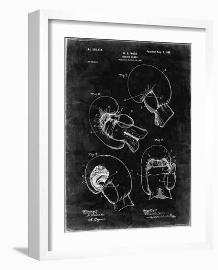 PP58-Black Grunge Vintage Boxing Glove 1898 Patent Poster-Cole Borders-Framed Giclee Print