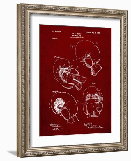 PP58-Burgundy Vintage Boxing Glove 1898 Patent Poster-Cole Borders-Framed Giclee Print