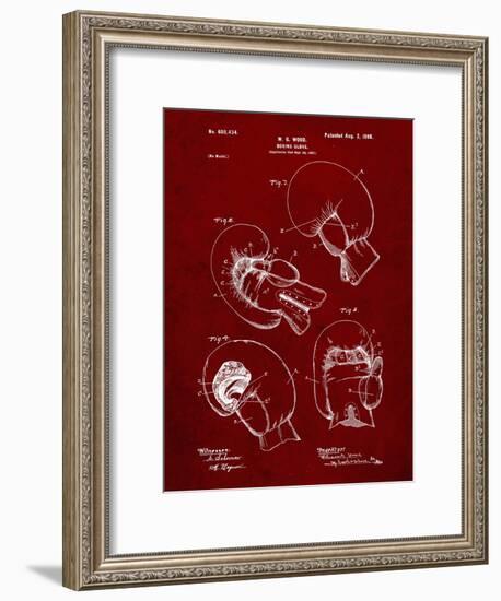 PP58-Burgundy Vintage Boxing Glove 1898 Patent Poster-Cole Borders-Framed Giclee Print