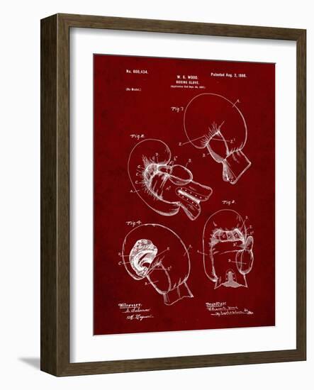 PP58-Burgundy Vintage Boxing Glove 1898 Patent Poster-Cole Borders-Framed Giclee Print