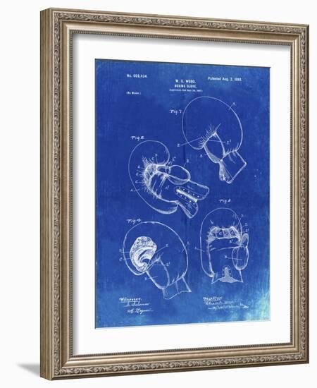 PP58-Faded Blueprint Vintage Boxing Glove 1898 Patent Poster-Cole Borders-Framed Giclee Print