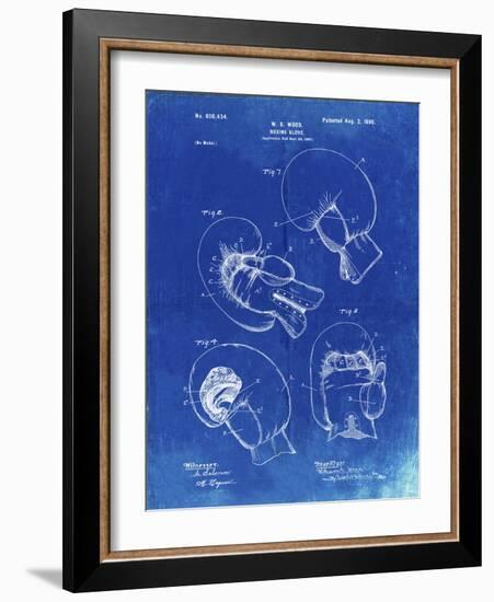 PP58-Faded Blueprint Vintage Boxing Glove 1898 Patent Poster-Cole Borders-Framed Giclee Print