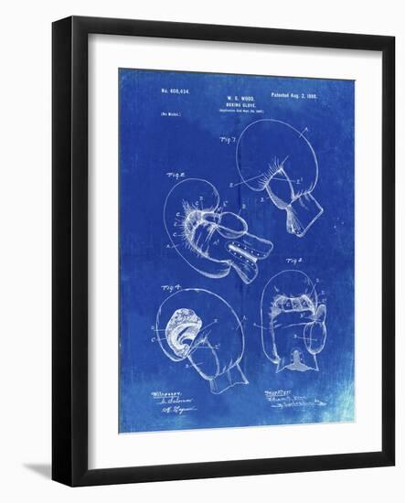 PP58-Faded Blueprint Vintage Boxing Glove 1898 Patent Poster-Cole Borders-Framed Giclee Print
