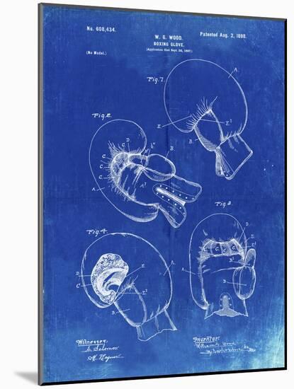 PP58-Faded Blueprint Vintage Boxing Glove 1898 Patent Poster-Cole Borders-Mounted Giclee Print
