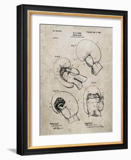 PP58-Sandstone Vintage Boxing Glove 1898 Patent Poster-Cole Borders-Framed Giclee Print