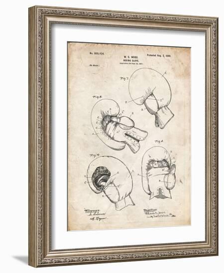 PP58-Vintage Parchment Vintage Boxing Glove 1898 Patent Poster-Cole Borders-Framed Giclee Print