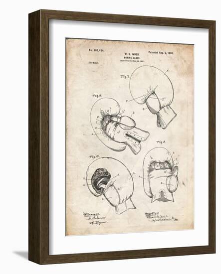 PP58-Vintage Parchment Vintage Boxing Glove 1898 Patent Poster-Cole Borders-Framed Giclee Print