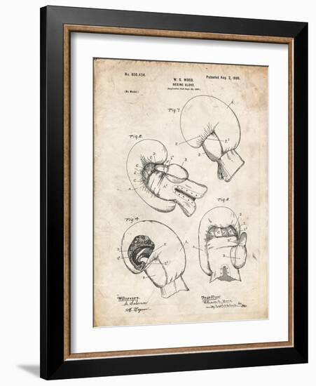 PP58-Vintage Parchment Vintage Boxing Glove 1898 Patent Poster-Cole Borders-Framed Giclee Print