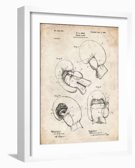 PP58-Vintage Parchment Vintage Boxing Glove 1898 Patent Poster-Cole Borders-Framed Giclee Print