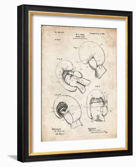 PP58-Vintage Parchment Vintage Boxing Glove 1898 Patent Poster-Cole Borders-Framed Giclee Print