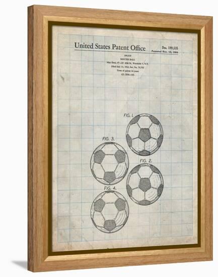 PP587-Antique Grid Parchment Soccer Ball 4 Image Patent Poster-Cole Borders-Framed Premier Image Canvas