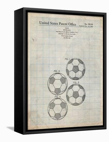 PP587-Antique Grid Parchment Soccer Ball 4 Image Patent Poster-Cole Borders-Framed Premier Image Canvas