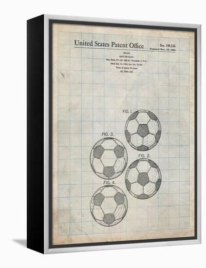 PP587-Antique Grid Parchment Soccer Ball 4 Image Patent Poster-Cole Borders-Framed Premier Image Canvas