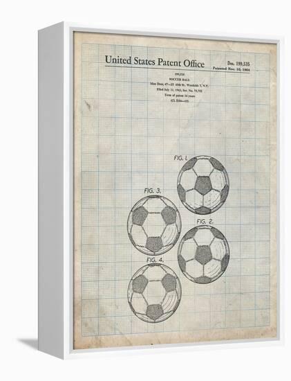 PP587-Antique Grid Parchment Soccer Ball 4 Image Patent Poster-Cole Borders-Framed Premier Image Canvas