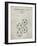 PP587-Antique Grid Parchment Soccer Ball 4 Image Patent Poster-Cole Borders-Framed Giclee Print