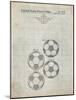 PP587-Antique Grid Parchment Soccer Ball 4 Image Patent Poster-Cole Borders-Mounted Giclee Print