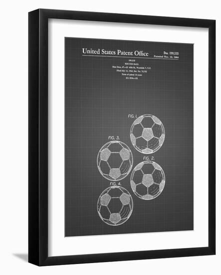 PP587-Black Grid Soccer Ball 4 Image Patent Poster-Cole Borders-Framed Giclee Print