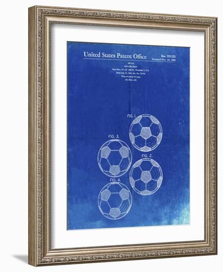 PP587-Faded Blueprint Soccer Ball 4 Image Patent Poster-Cole Borders-Framed Giclee Print