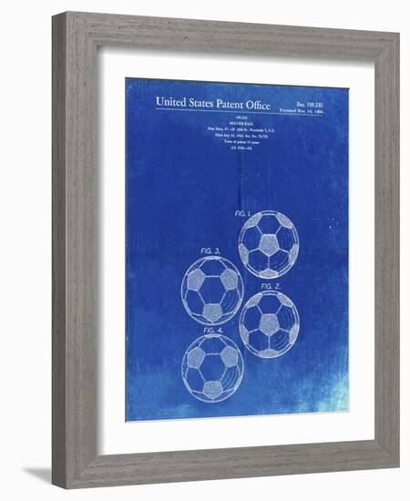 PP587-Faded Blueprint Soccer Ball 4 Image Patent Poster-Cole Borders-Framed Giclee Print