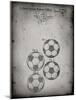 PP587-Faded Grey Soccer Ball 4 Image Patent Poster-Cole Borders-Mounted Giclee Print