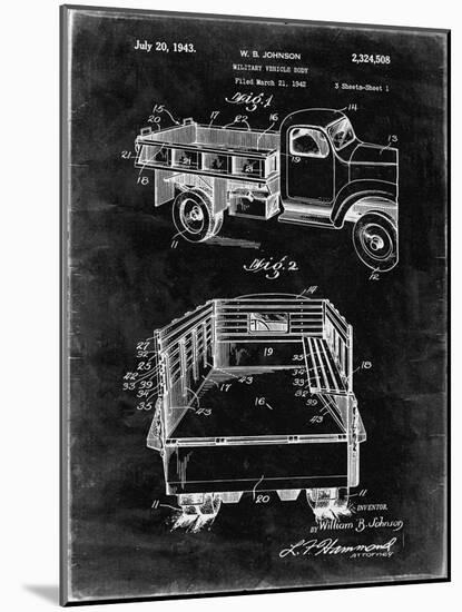 PP59-Black Grunge Army Troops Transport Truck Patent Poster-Cole Borders-Mounted Giclee Print