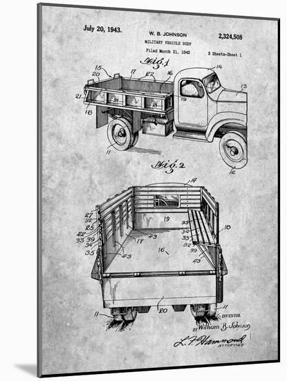 PP59-Slate Army Troops Transport Truck Patent Poster-Cole Borders-Mounted Giclee Print