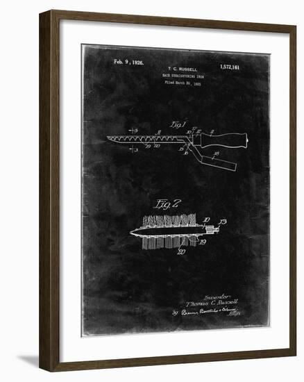 PP595-Black Grunge Curling Iron 1925 Patent Poster-Cole Borders-Framed Giclee Print