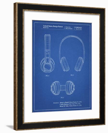 PP596-Blueprint Bluetooth Headphones Patent Poster-Cole Borders-Framed Giclee Print
