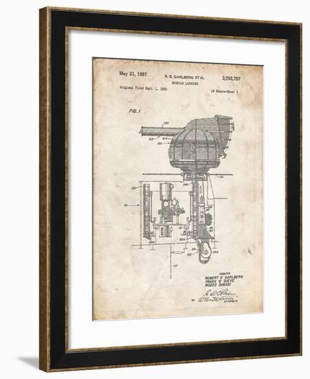 PP597-Vintage Parchment Missile Launcher Cold War Patent Poster-Cole Borders-Framed Giclee Print